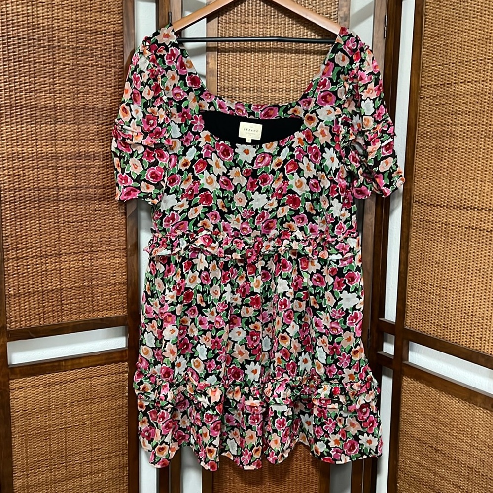Sezane Floral Ruffle Dress size 42